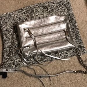 Rebecca Minkoff Silver Zip Crossbody Bag